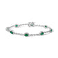 10K White Gold Oval Green Emerald & Diamond Alternating Link Bracelet
