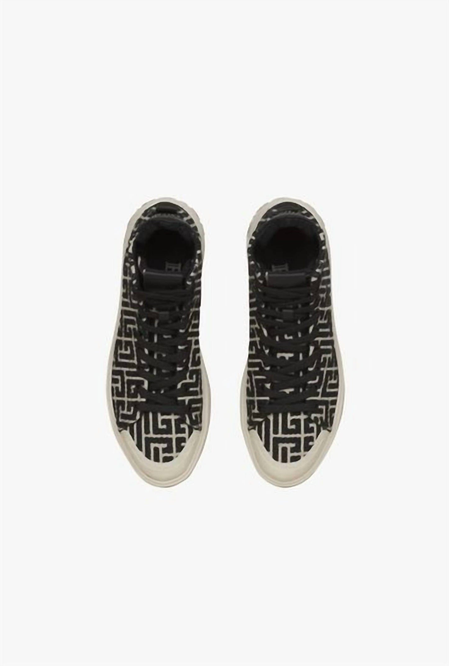 Balmain - Women's B-court Bicolor Monogram Jacquard High-top Sneakers