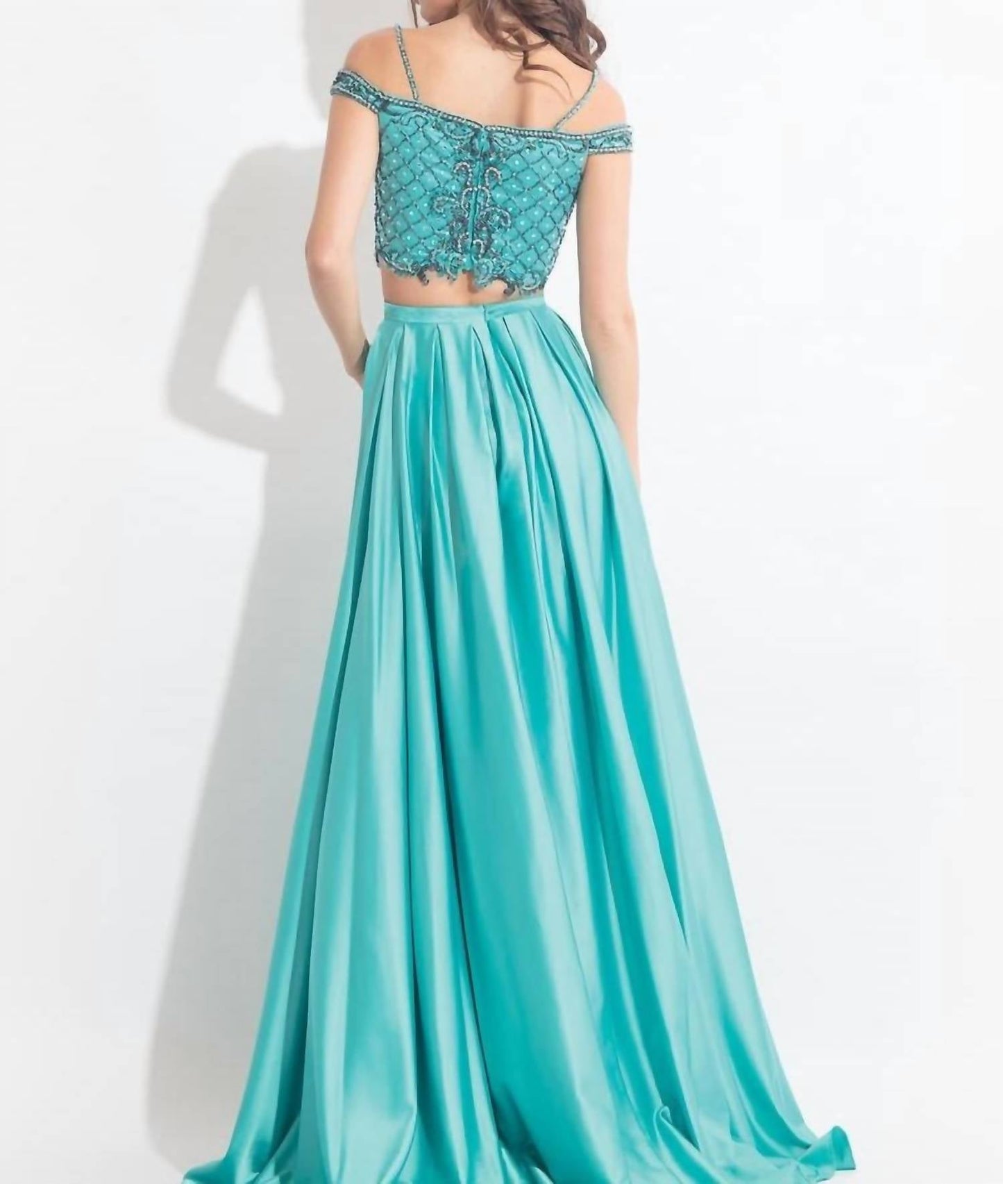 Rachel Allan - Beaded Charmeuse Two-piece Gown