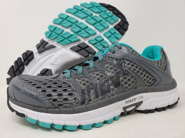 Tênis de corrida feminino Inov 8 Road Claw 275 cinza escuro/branco/cinza-petróleo tamanho 6,5 D(L) EUA