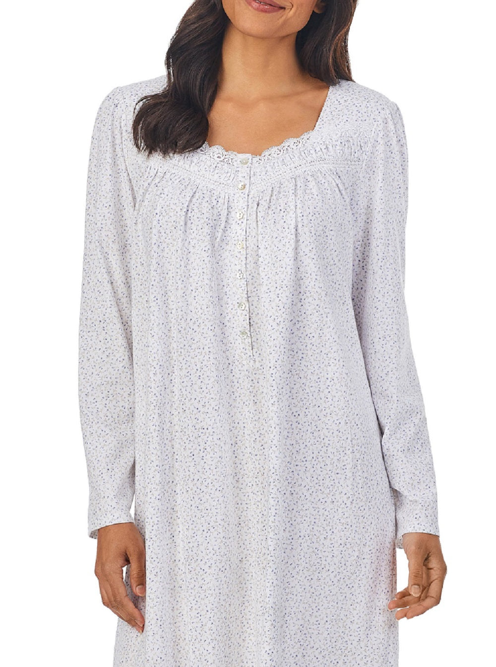 Camisola Eileen West Feminina em Jersey com Acabamento em Renda e Algodão, Branca, Tamanho Grande