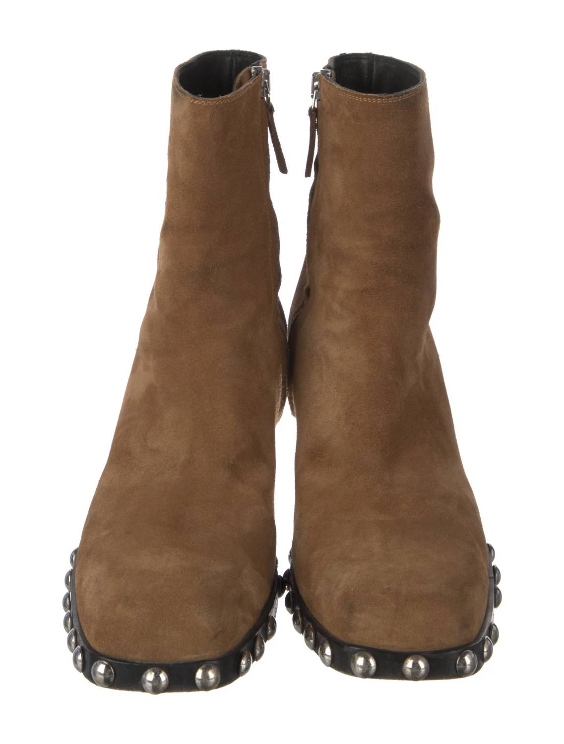 Khaite - Women's Suede Ankle Sock Boots With Studded Accents