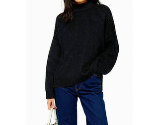 Topshop - Suéter oversize de malha canelada com gola falsa