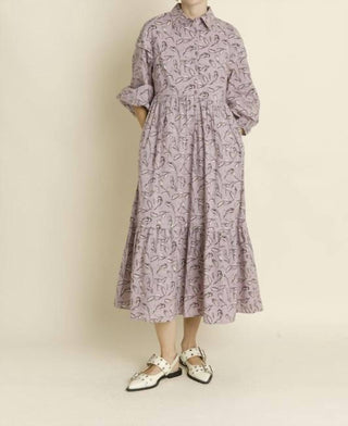 Aureum - Vestido midi com estampa Presley Pintuck