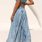 Trendsi - Cutout Printed Sleeveless Midi Cami Dress