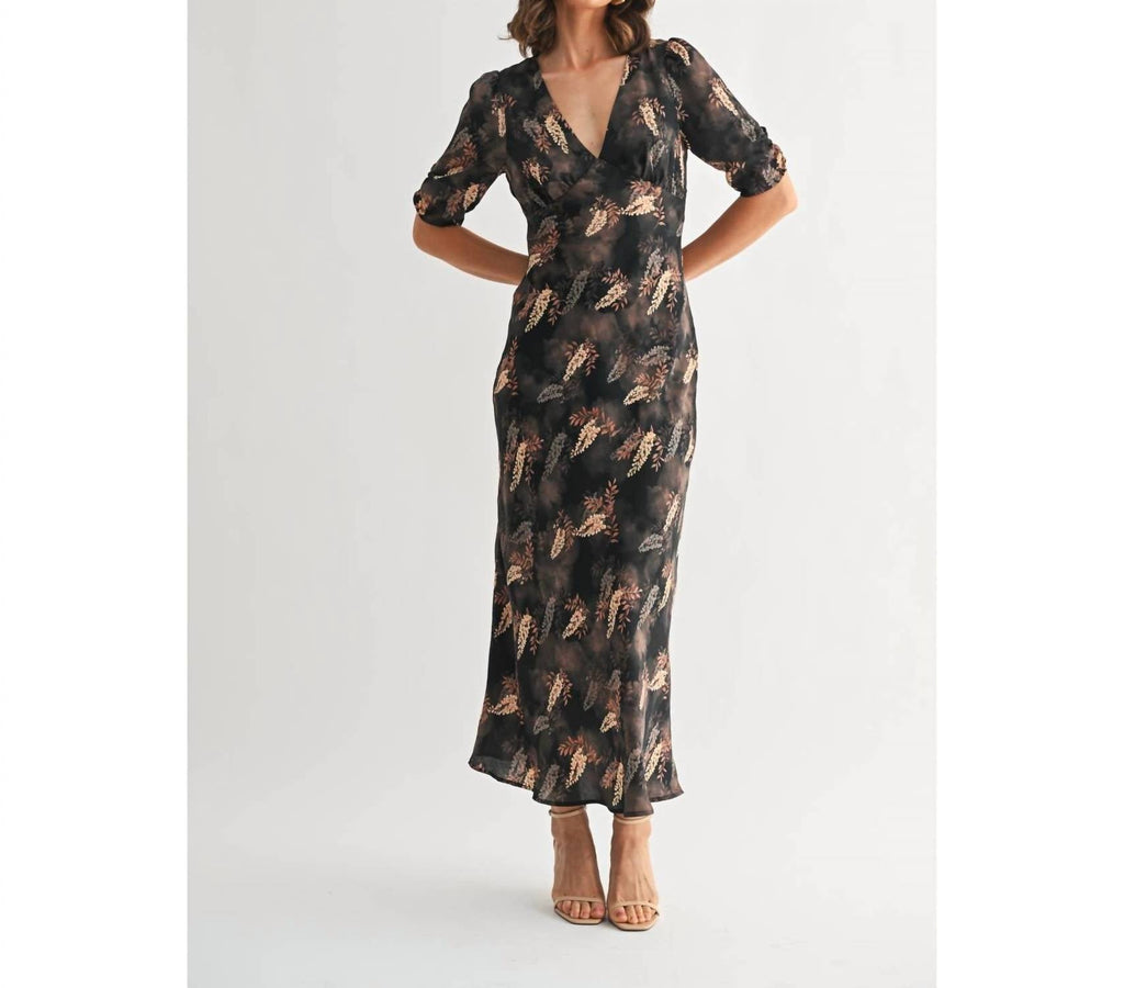 Fun 2 Fun - Leaf Print Satin Midi Dress – Steals