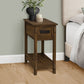 Accent End Table, 2 Tier, Narrow, Storage Drawer, Transitional - Walnut