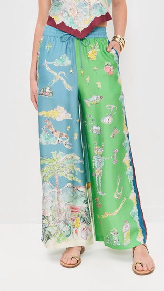 Alemais - Calça de seda Daria perna larga