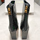 Good American - Women's Square Toe Croc Patent Leather Boots