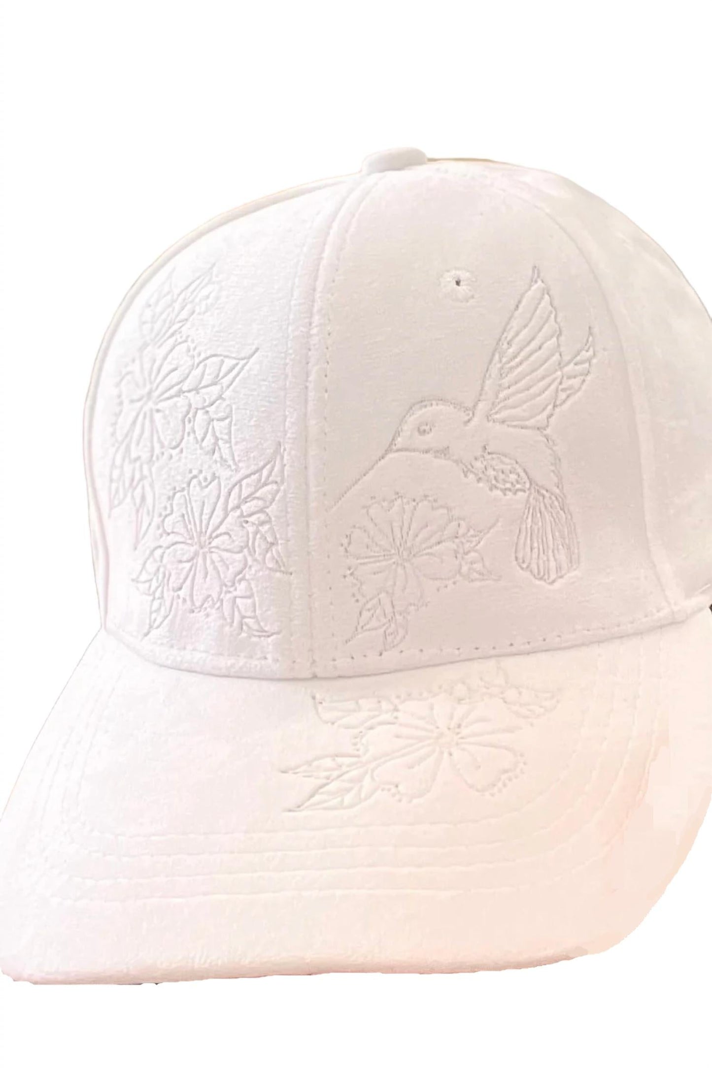 Burned Hat Co. - Women's Bird + Floral Burn Art on Vegan Suede Ball Cap