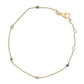 14K Yellow Gold Alternating Green Emerald and Diamond Bezel Station Chain Bracelet - Size 7.5 inch