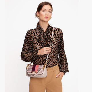 Kate Spade Gramercy Bolsa de Ombro Pequena Xadrez Sarja Listrada Racing