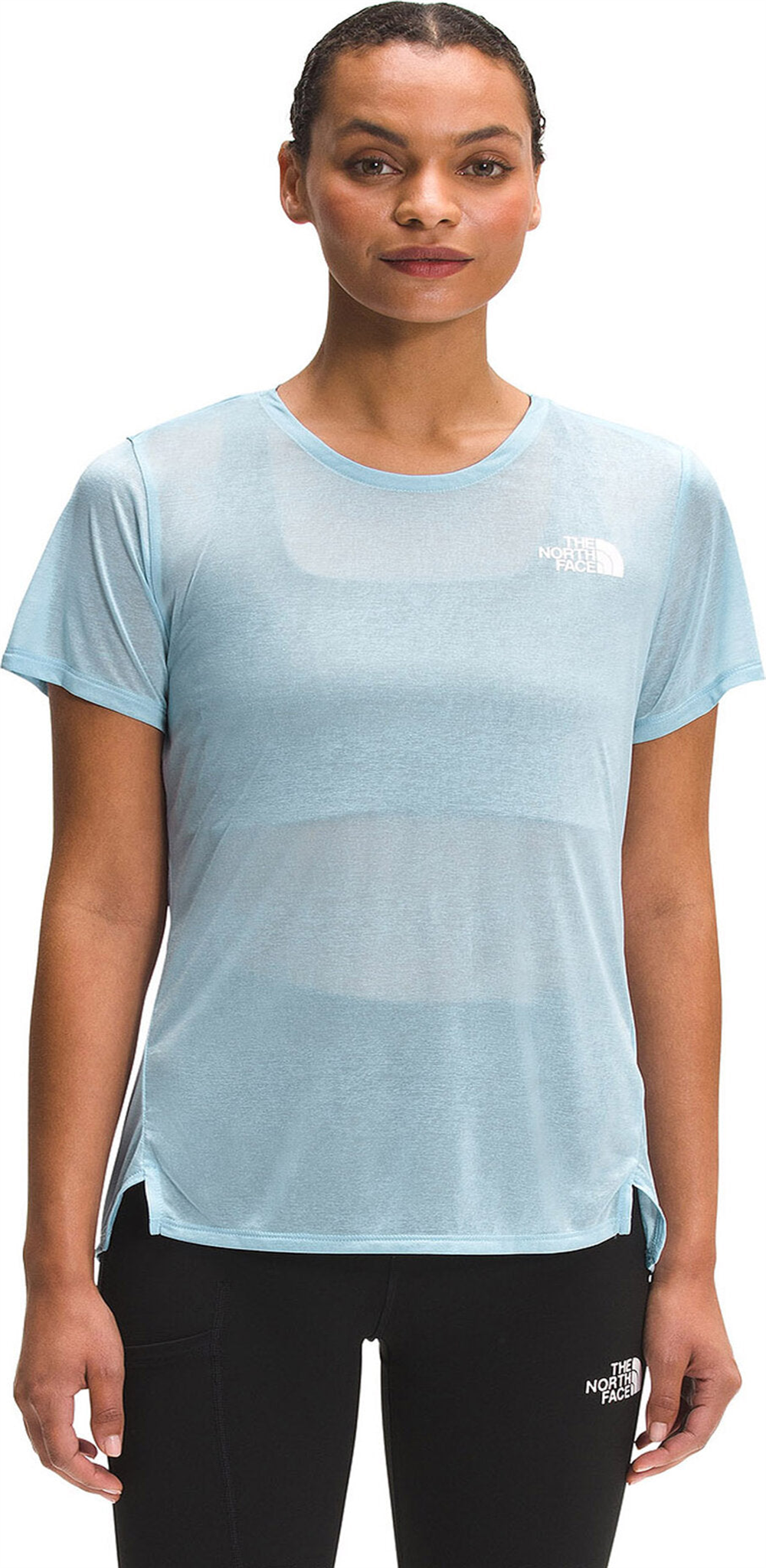 Camisa feminina de manga curta Sunriser da The North Face, azul, tamanho X-G
