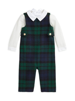 Polo Ralph Lauren - Conjunto de body com gola e macacão xadrez para meninos