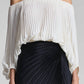 A.L.C. - Sienna Satin Pleated Off Shoulder Top