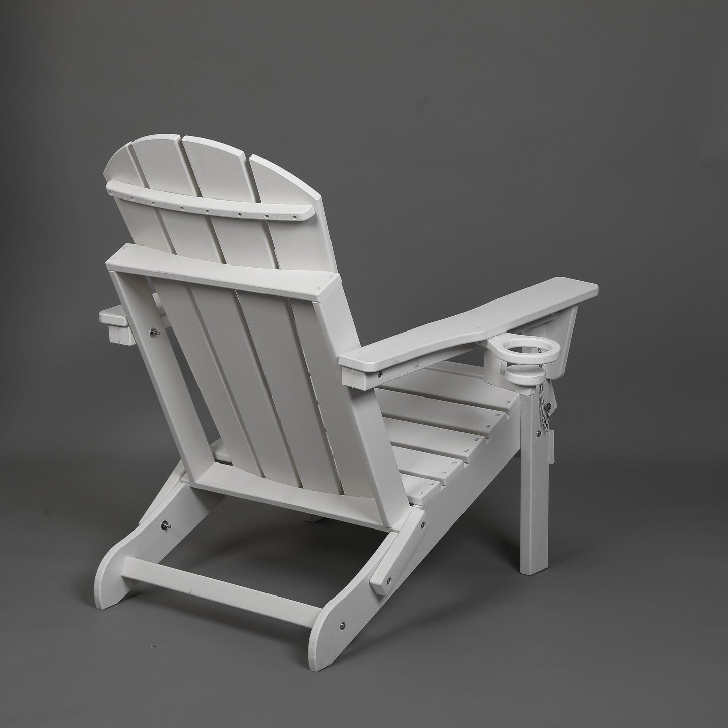Folding Adirondack Chair with Dual Cup Holder - White