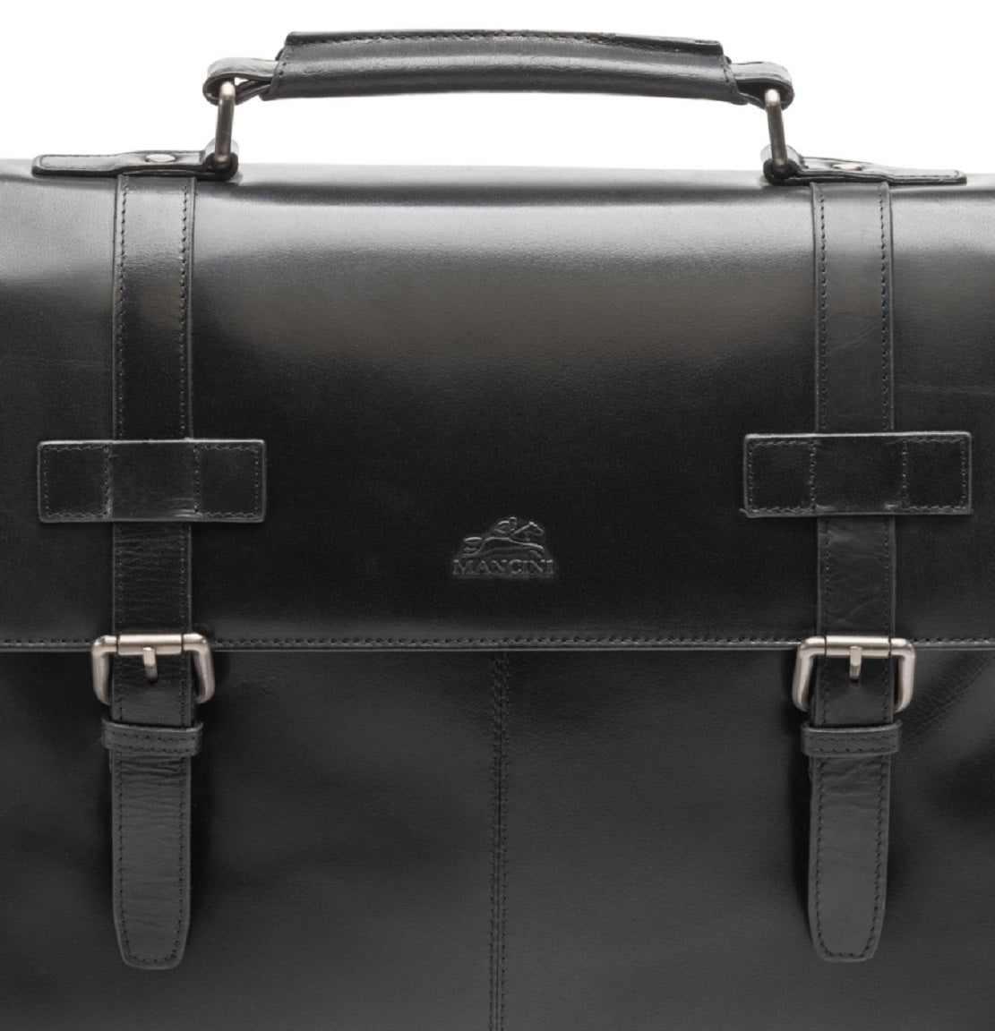 Pasta Mancini Masculina Buffalo Collection com Dois Compartimentos, Preta, Tamanho Regular