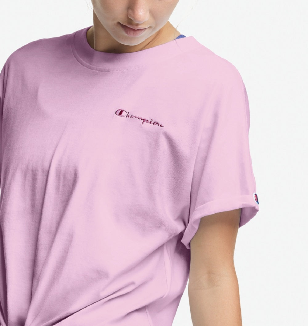 Blusa feminina Champion com bordado frontal e amarração, roxa, tamanho extragrande