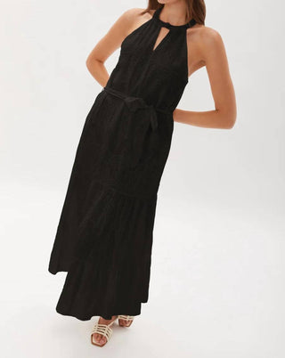 Vestido Halter Bordado Hathaway Ecru
