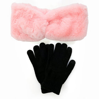 Daisy Fuentes Faux Fur Twist Headband & Touch Gloves Set