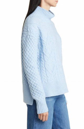 Nordstrom - Suéter oversized de malha com gola falsa azul e mistura de lã