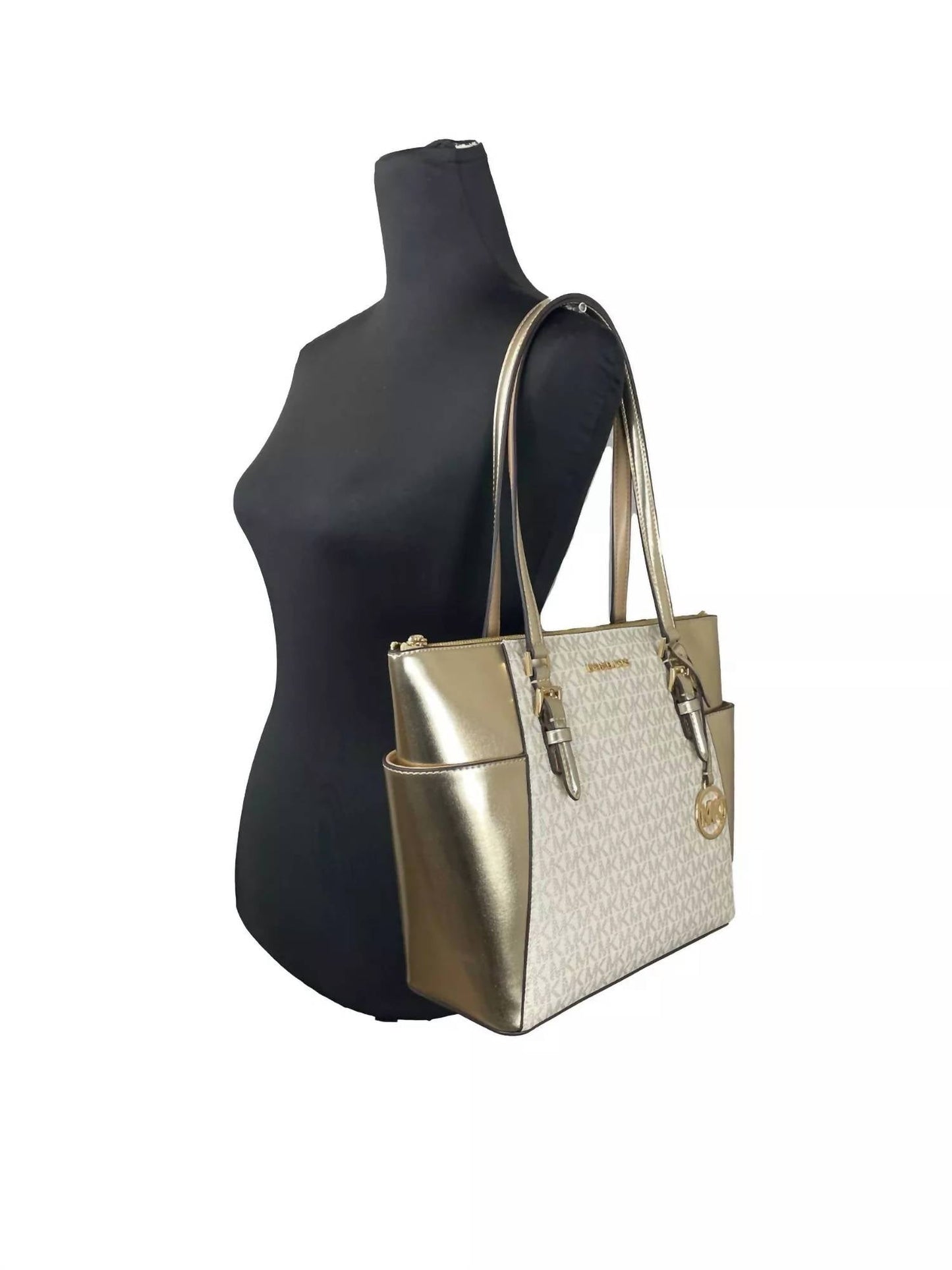 Michael Kors - Women's Charlotte Leather Top Zip Tote Bag Purse Large