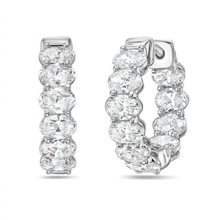 Diana M Jewels - Brincos de argola Huggie Hoops ovais com diamantes cultivados em laboratório para mulheres