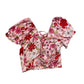Angie - Women's Floral Lace Up Back Top