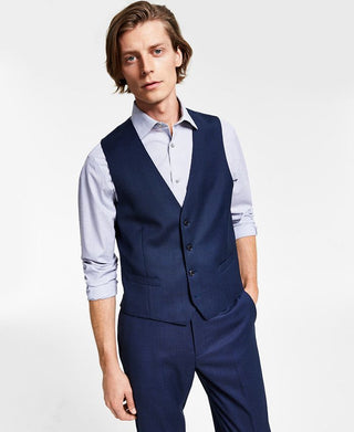 Colete Calvin Klein Masculino X Fit Slim Fit Stretch Birdseye Azul Tamanho P