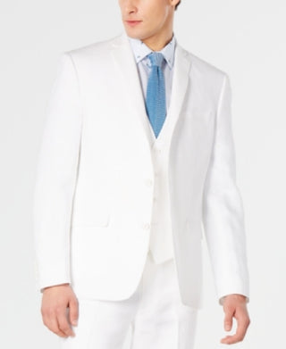 Bar III Men's Slim Fit Linen Suit Jackets White Size 38