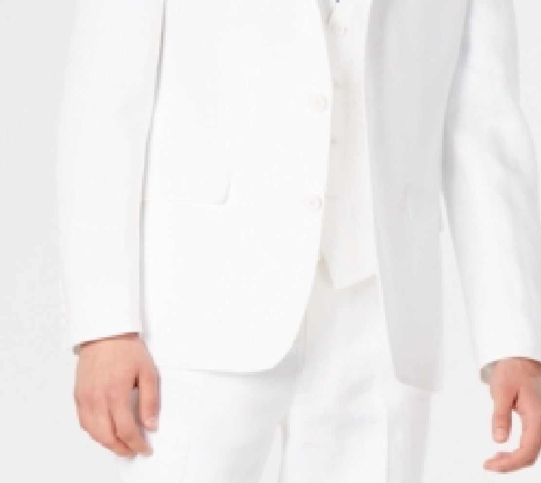 Bar III Jaqueta de linho slim fit masculina, branca, tamanho 38