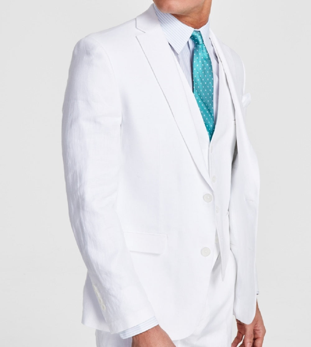 Bar III Jaqueta de linho slim fit masculina, branca, tamanho 46