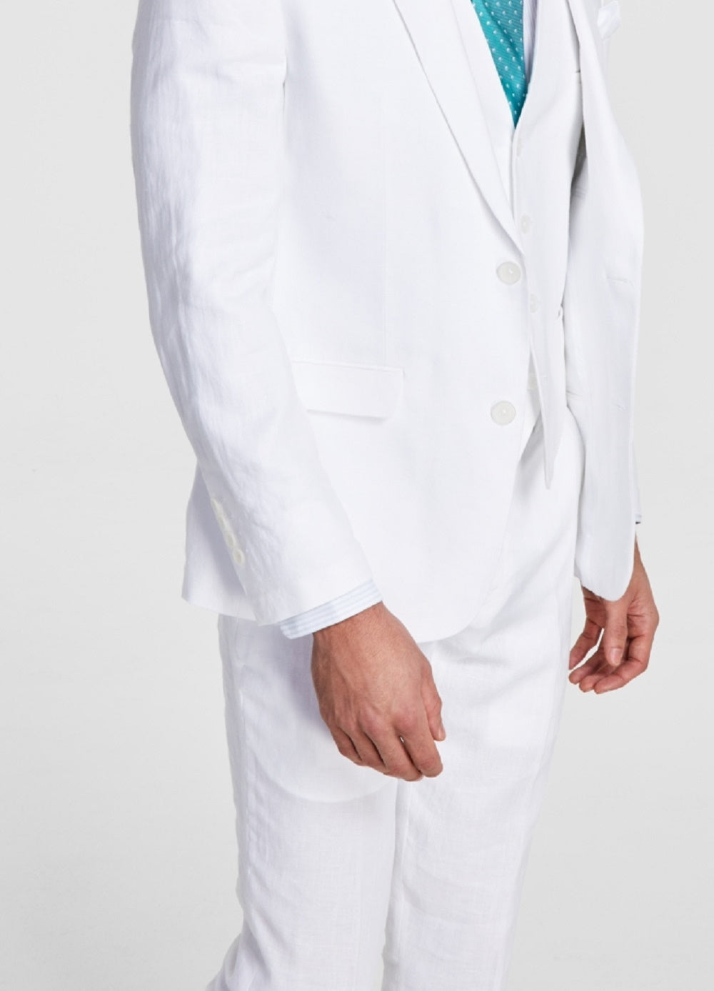 Bar III Jaqueta de linho slim fit masculina, branca, tamanho 46