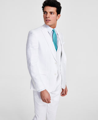 Bar III Men's Slim Fit Linen Suit Jackets White Size 46