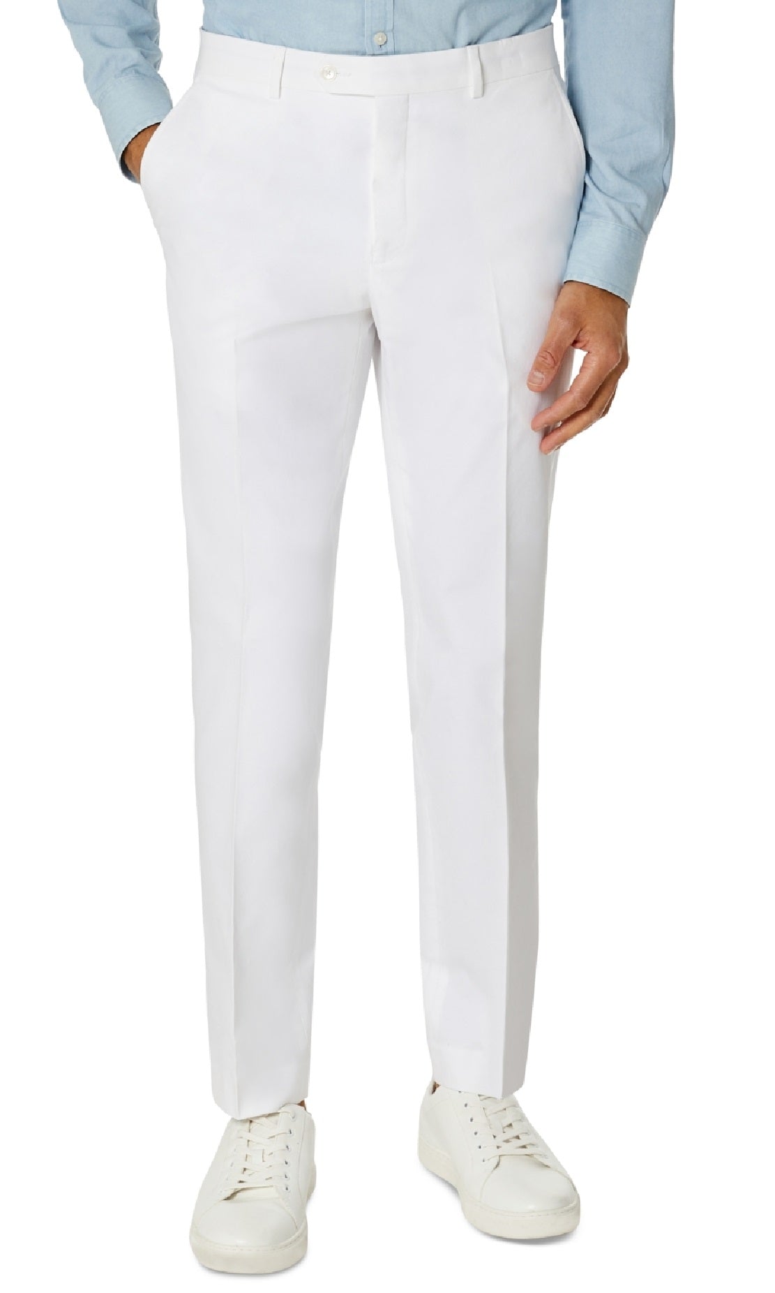 Tommy Hilfiger Masculino Modern Fit Th Flex Stretch Chambray Terno Calça Separada Branca Tamanho 33X32