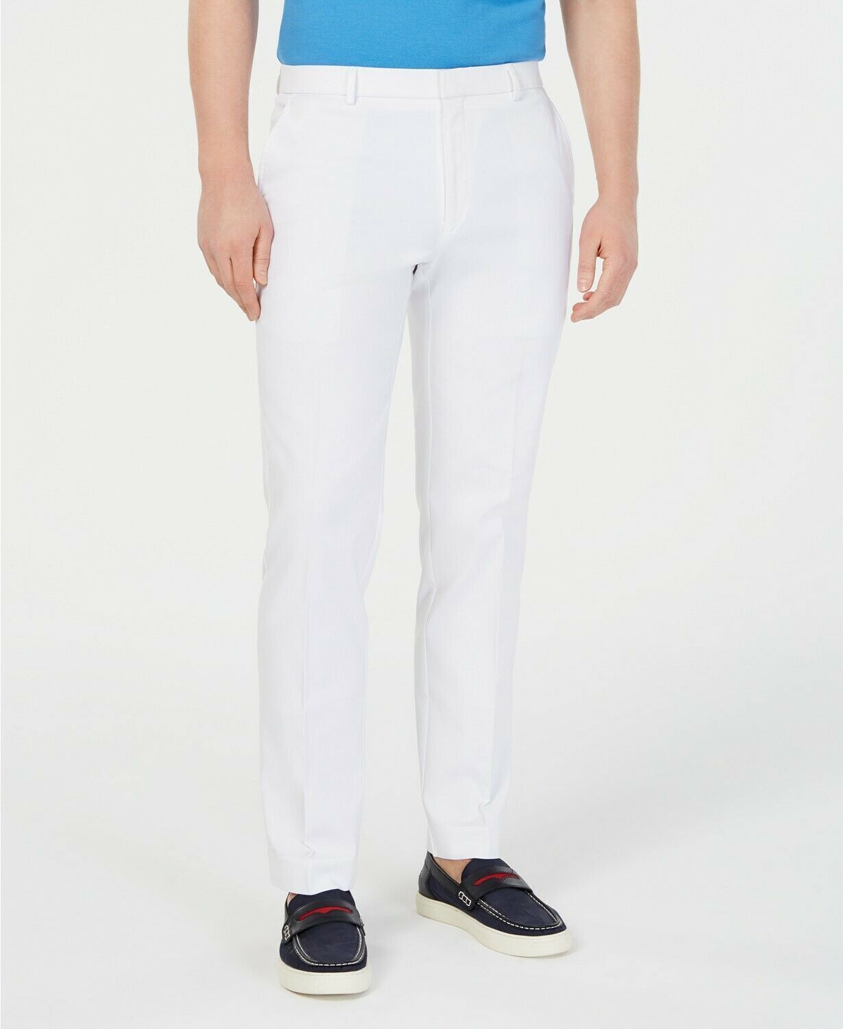 Tommy Hilfiger Masculino Modern Fit Th Flex Stretch Chambray Terno Calça Separada Branca Tamanho 38X30