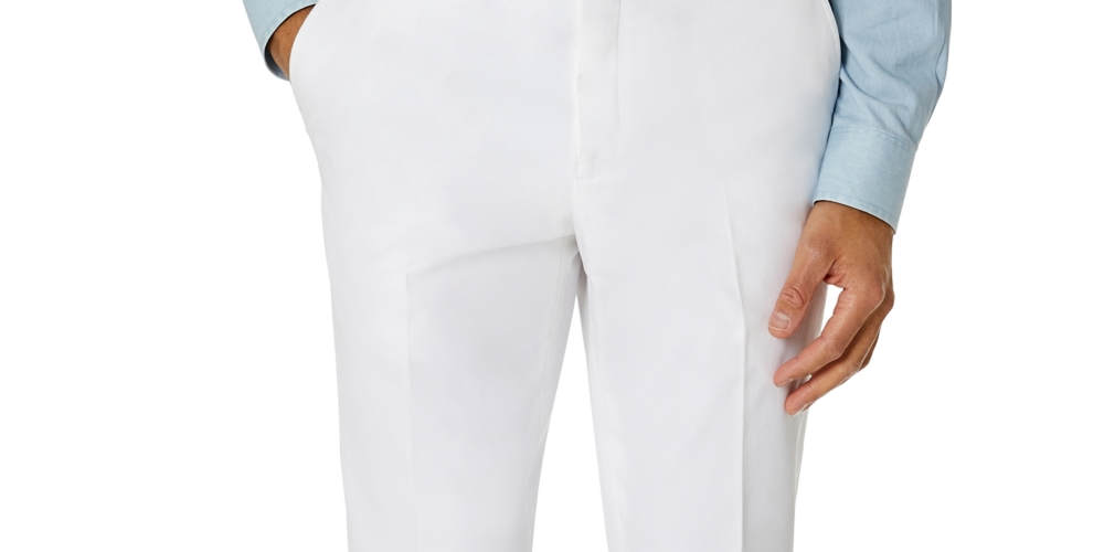 Tommy Hilfiger Masculino Modern Fit Th Flex Stretch Chambray Terno Calça Separada Branca Tamanho 38X30