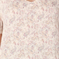 Camiseta feminina com bainha arredondada e fita preta, bege, tamanho pequeno