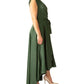 Vestido midi feminino com decote em V e manga curta, tamanho pequeno, verde, da Black Tape