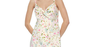 Vestido midi feminino sem mangas com estampa frontal torcida e fita preta, rosa, tamanho M