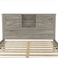 3-Pieces Bedroom Set Queen Size Farmhouse Platform Bed with Storage Headboard and Charging Station