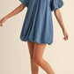 Klesis - Denim Puff Sleeve Bubble Mini Dress