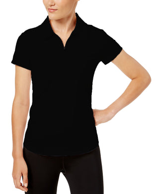 Polo Ideology Performance com zíper feminino, preto, tamanho G