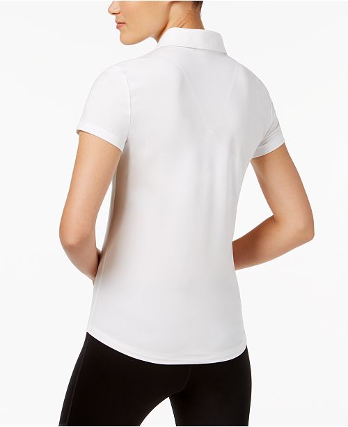 Camiseta polo feminina com zíper Ideology Performance Activewear, branca, 2XL