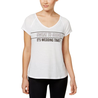 Camiseta fitness feminina Ideology Wedding Time Bridal, tamanho 2, branca, extra grande