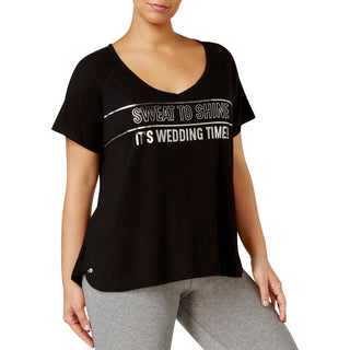 Camiseta fitness feminina Ideology Wedding Time Bridal, preta, tamanho grande