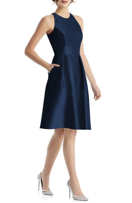 alfred-sung-midnight-jewel-neck-satin-cocktail-dress