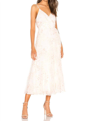 1.State - Vestido midi sanfonado com estampa plissada e pontilhada