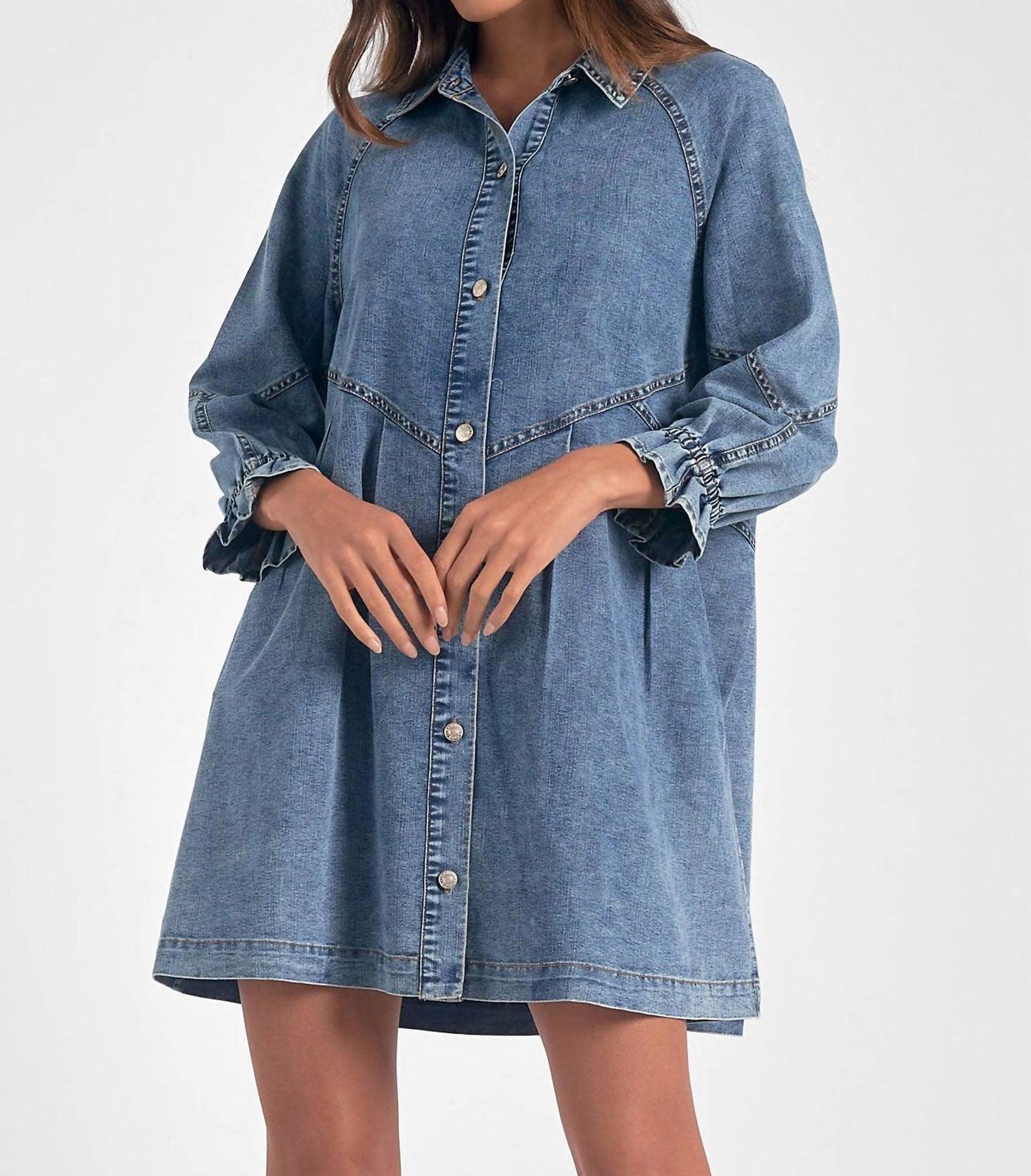 Elan - Long Sleeve Button Down Dress