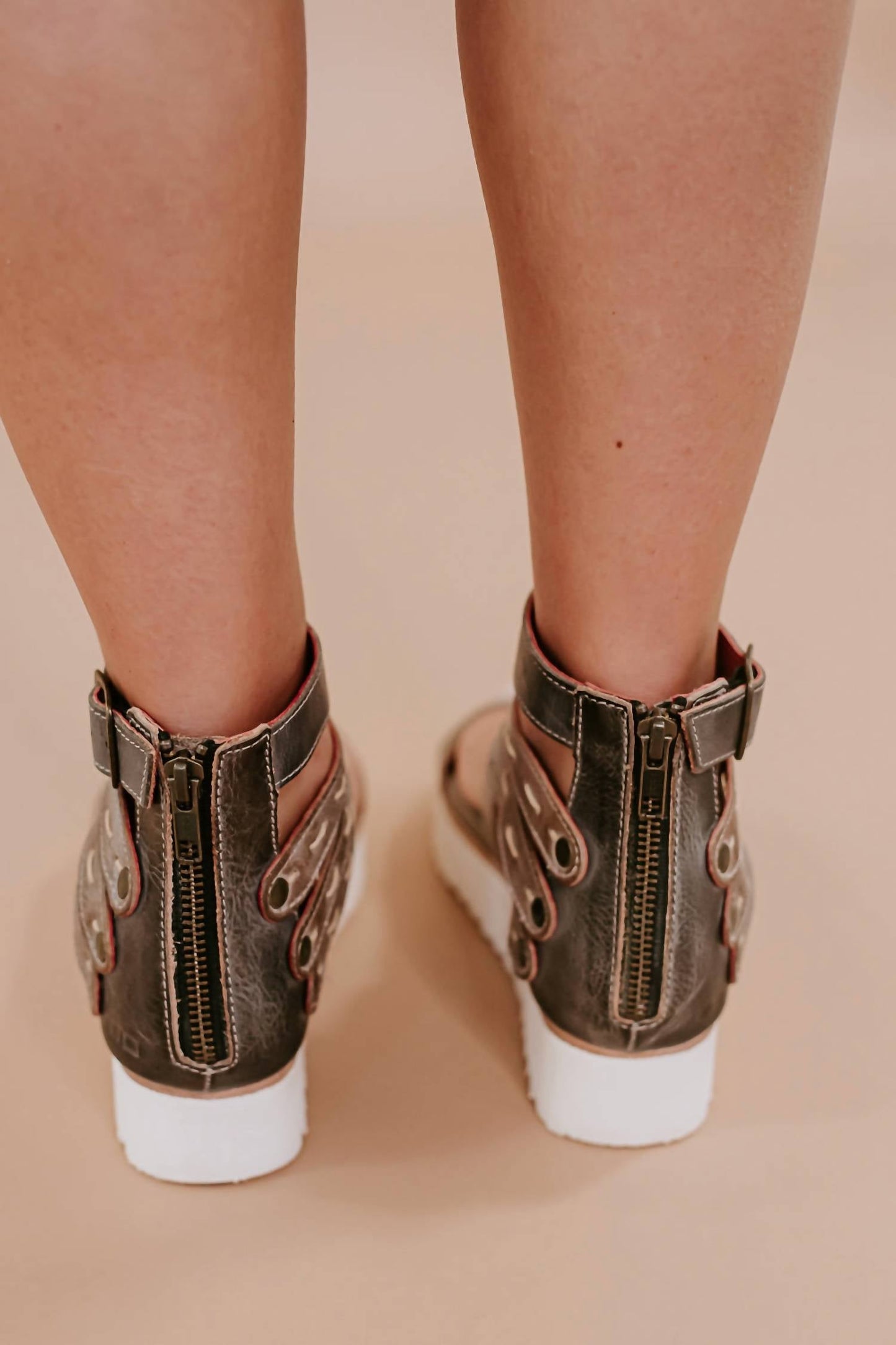 Bedstu - Women's Leather Zipper Platforms Sandals Shoes